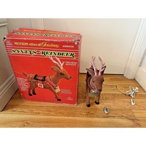 Vtg 1992 Telco MOTION-ETTES of CHRISTMAS SANTA'S REINDEER Animated Festive Decor